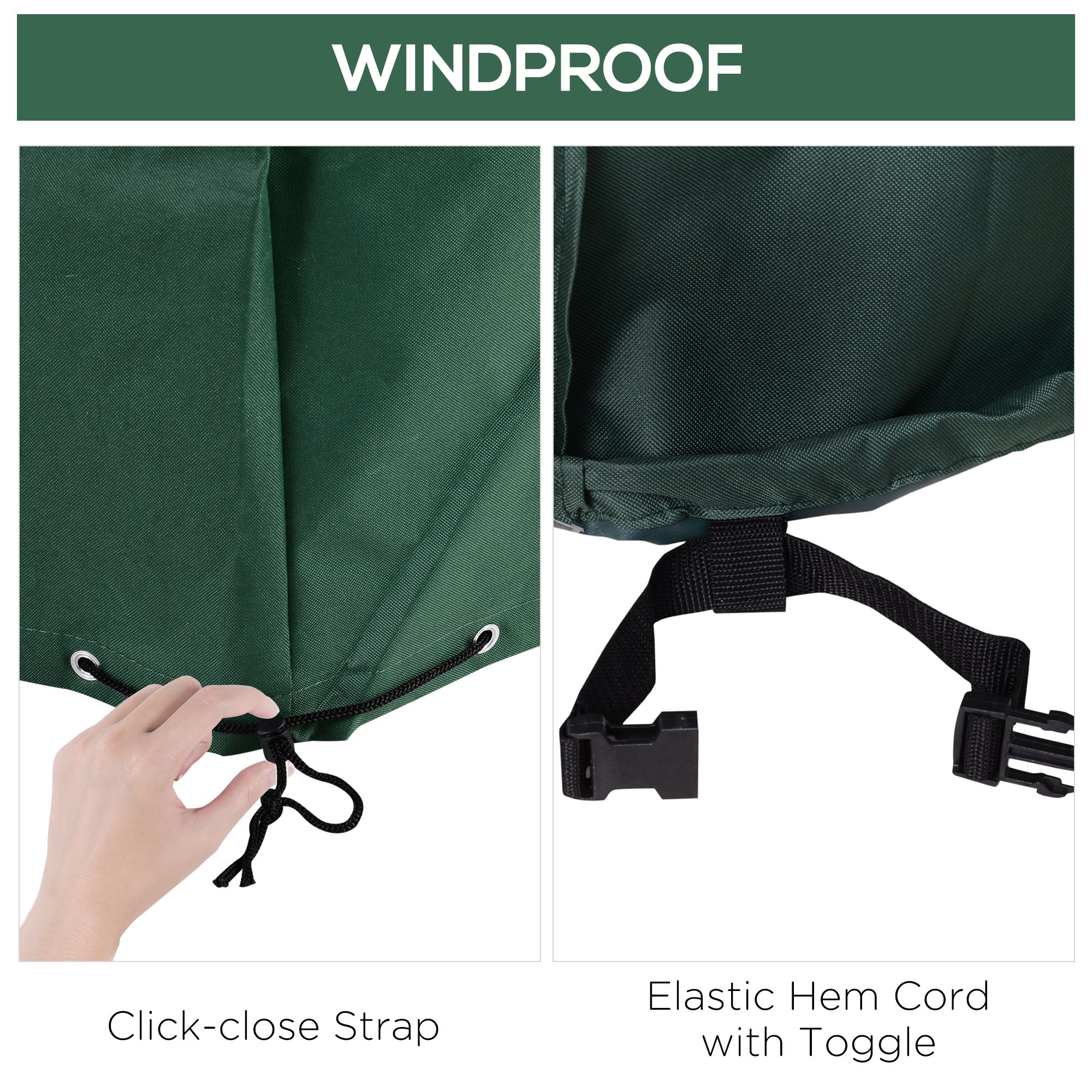Outsunny Large Patio Garden Furniture Set Cover 600D Oxford Square Waterproof, 90.6" L x 90.6" W x 27.6" H, Green 