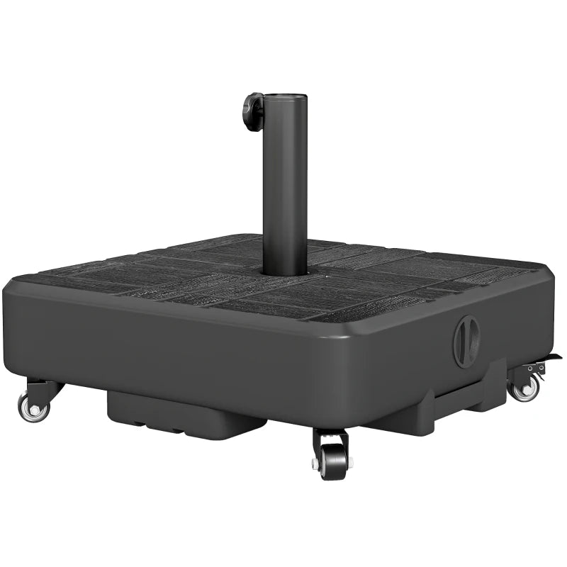 Patio Umbrella Base with Wheels Fillable Outdoor Umbrella Stand for 1.5"/1.9" Poles Black