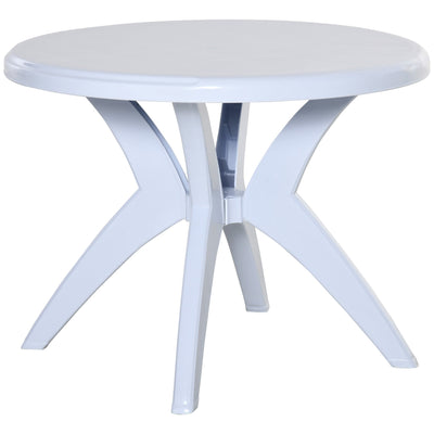 Outsunny Round Patio Dining Table with Umbrella Hole Outdoor Bistro Table for Garden Lawn Backyard White 