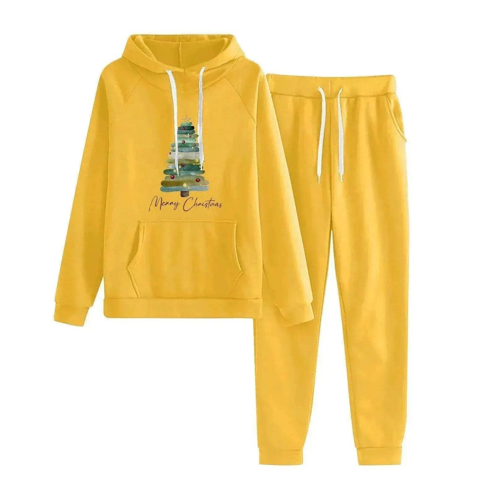 Women Loose Plus Size Long Sleeve Christmas Hoodie Outfit set 2pcs 