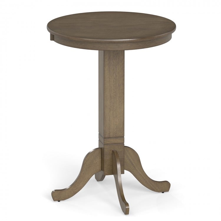 Wood Pub Round Dining Table with Pedestal Base-Gray