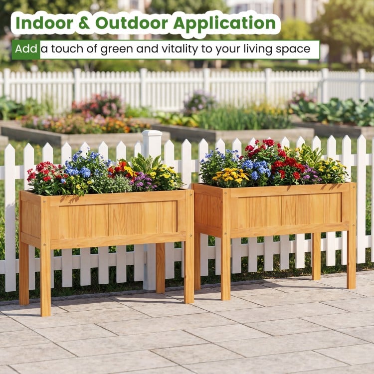 Wood Raised Garden Bed Elevated Planter Box with Bed Liner and Drainage Holes for Vegetables Flowers Herbs-Orange