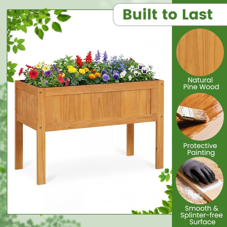 Wood Raised Garden Bed Elevated Planter Box with Bed Liner and Drainage Holes for Vegetables Flowers Herbs-Orange