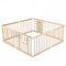 Wooden Baby Playpen Adjustable Large Play Yard for Infants-Natural