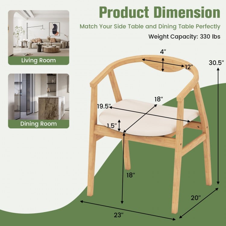 Wooden Bamboo Accent Chair with Armrest and Curved Backrest-Natural