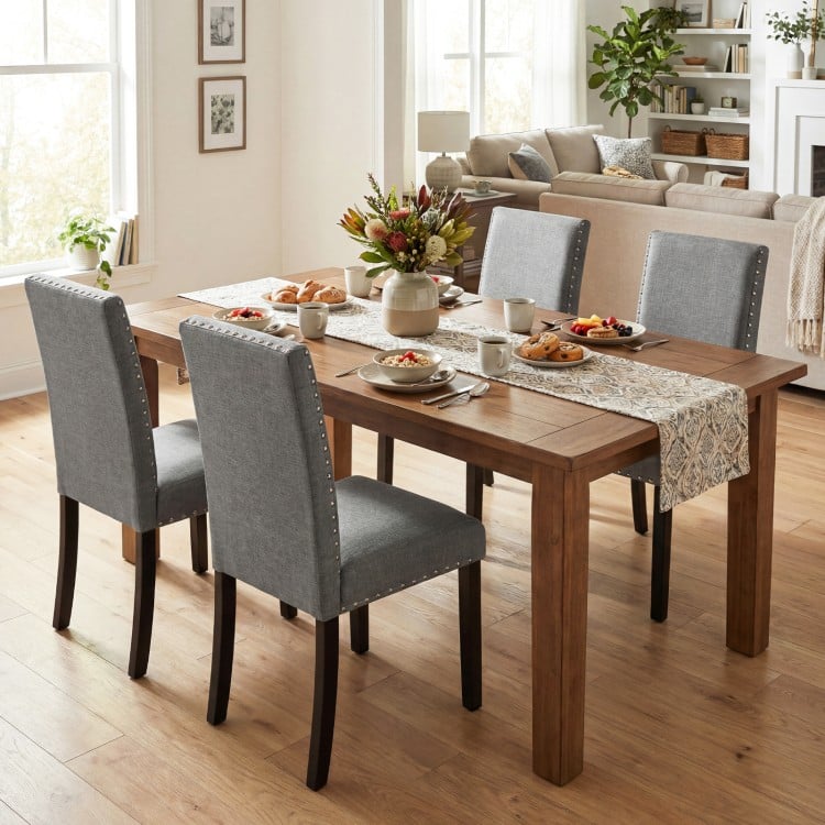 Wooden Dining Chairs Set of 4 with Bent Wood Legs