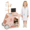 Wooden Doctor Playset for Kids Pretend Play Doctor Kit with Cart Gift for Toddlers Boys Girls Aged 3+-Pink