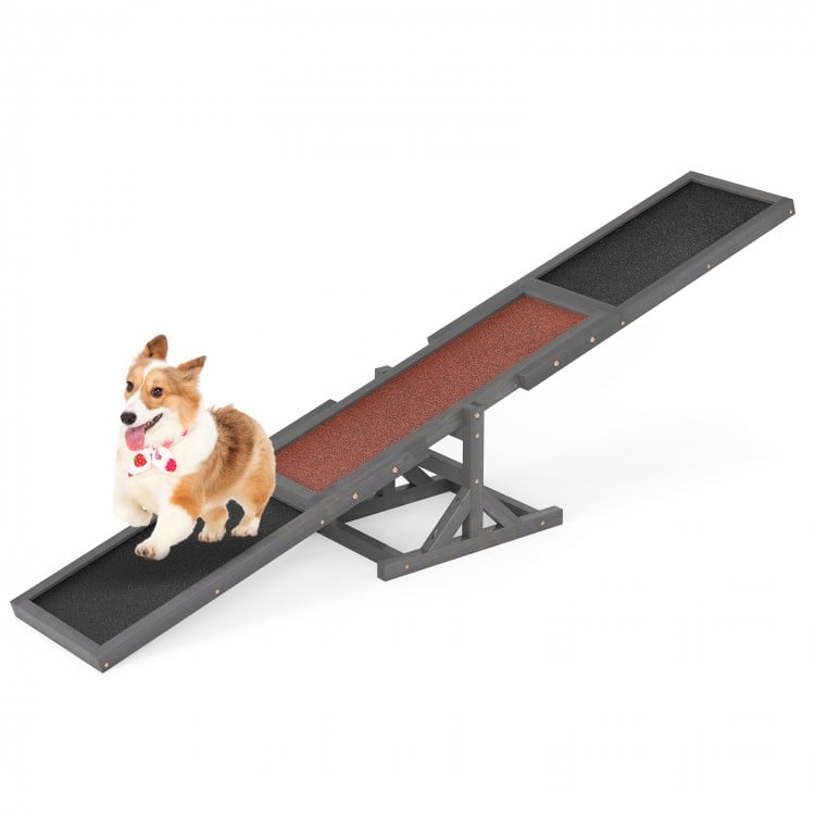Wooden Dog Agility Seesaw Dog Outdoor Run Game Toy for Obstacle Courses-Gray