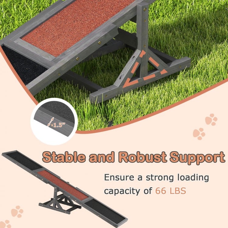 Wooden Dog Agility Seesaw Dog Outdoor Run Game Toy for Obstacle Courses-Gray