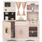 Wooden Kids Pretend Play Toy Kitchen with Microwave & Coffee Maker