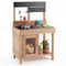 Wooden Play Pretend Kitchen with Stoves Storage Cabinet and Shelf