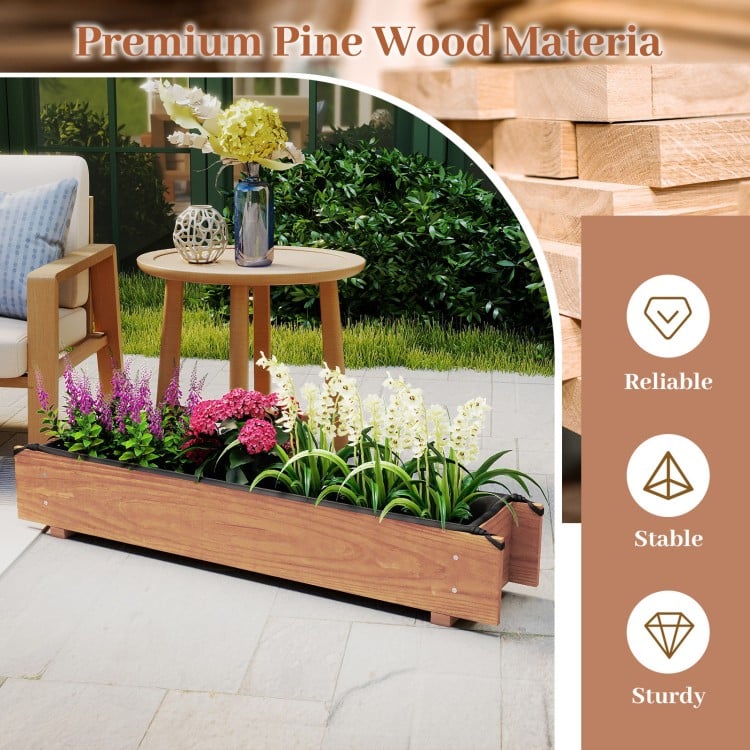 Wooden Raised Garden Bed with Drainage Holes for Vegetable Flower Herb Succulent