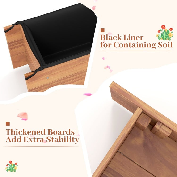 Wooden Raised Garden Bed with Drainage Holes for Vegetable Flower Herb Succulent