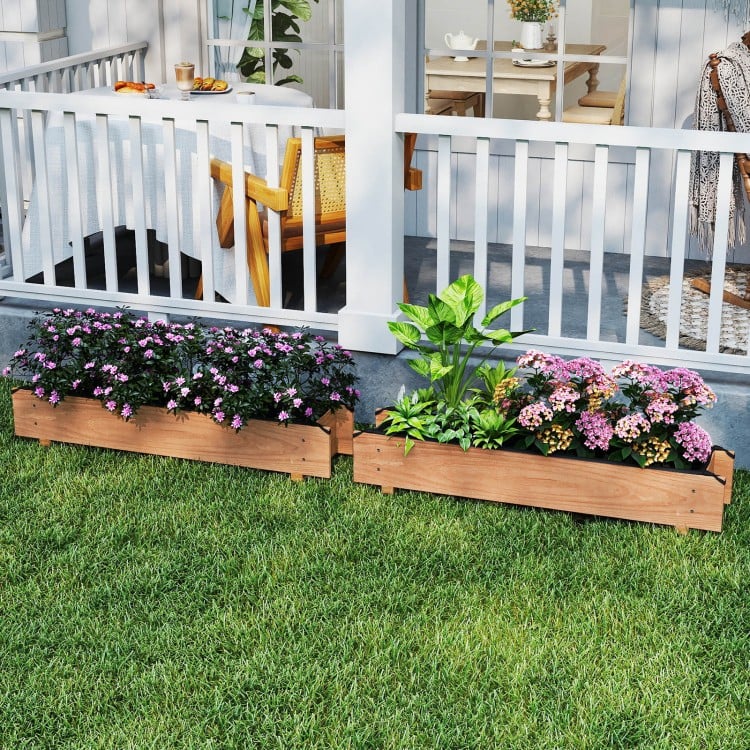 Wooden Raised Garden Bed with Drainage Holes for Vegetable Flower Herb Succulent