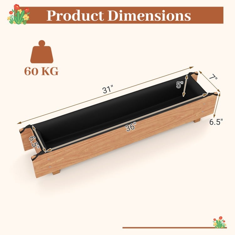 Wooden Raised Garden Bed with Drainage Holes for Vegetable Flower Herb Succulent