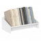 Wooden Tilting Bookcase Small Desktop Bookshelf Organizer for Magazines-White
