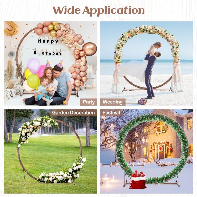 Wooden Wedding Arch Solid Wood Arbor Backdrop Stand for Wedding Ceremony-Heptagon