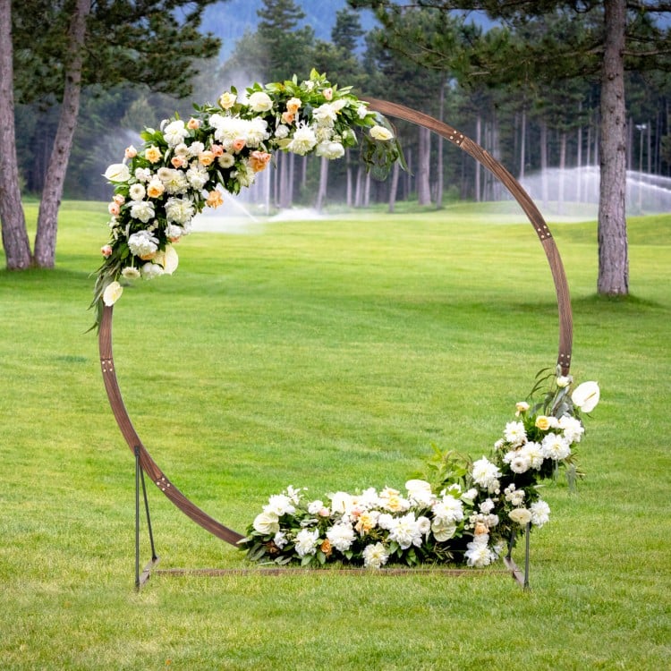 Wooden Wedding Arch Solid Wood Arbor Backdrop Stand for Wedding Ceremony-Heptagon