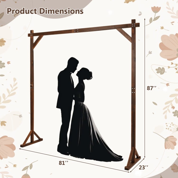 Wooden Wedding Arch Solid Wood Arbor Backdrop Stand for Wedding Ceremony-Square