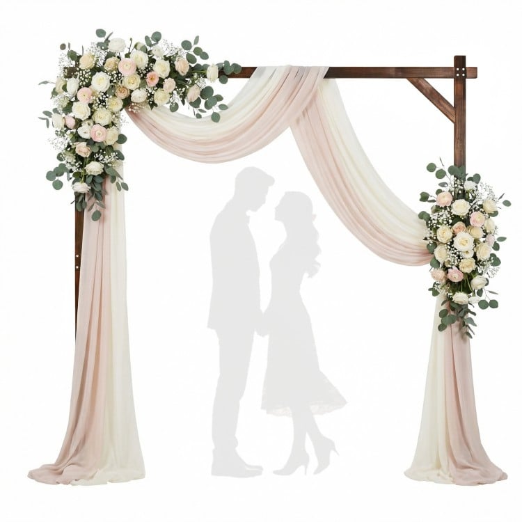 Wooden Wedding Arch Solid Wood Arbor Backdrop Stand for Wedding Ceremony-Square