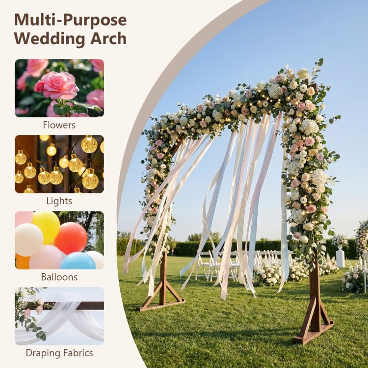 Wooden Wedding Arch Solid Wood Arbor Backdrop Stand for Wedding Ceremony-Square