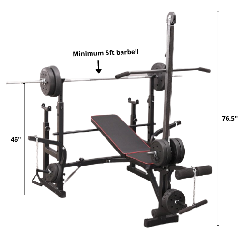 Adjustable Workout Bench with Lat Pulldown Pulley, Scott Bench & Barbell Rack ST6655 
