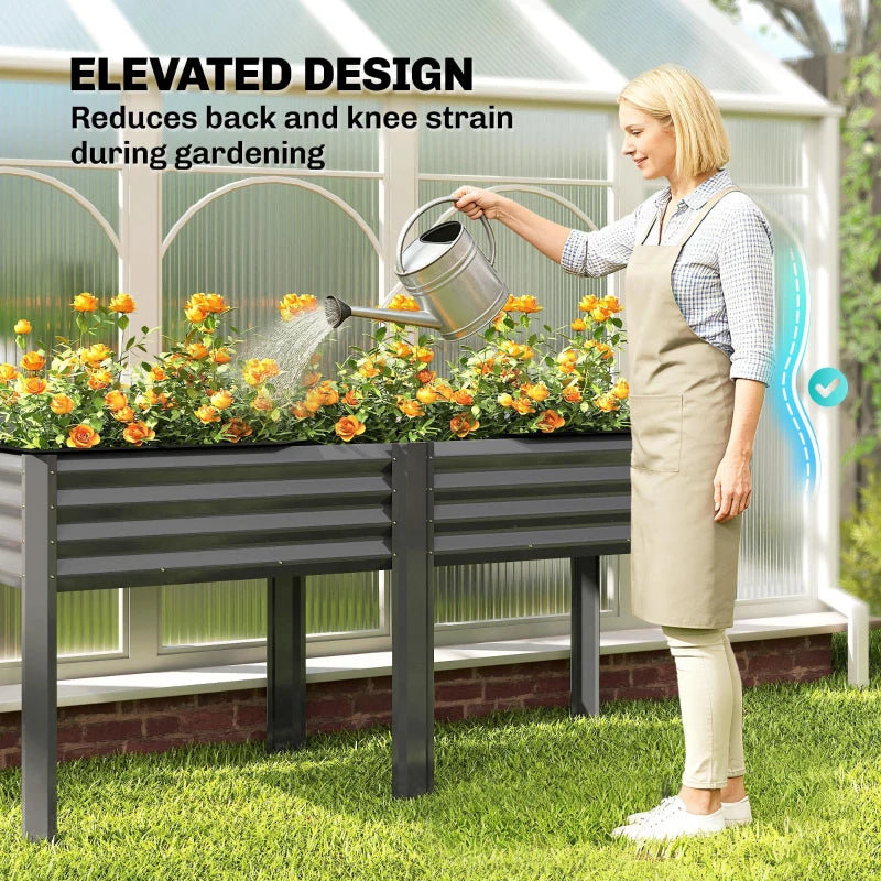 Galvanized Raised Garden Bed with Legs, 71" x 22" x 31.5" Raised Planter Box with Reinforced Bars and Non-Woven Fabric