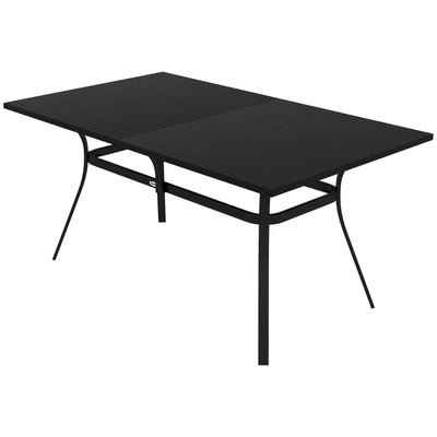 Outsunny Rectangle Patio Dining Table for 6 People with Steel Legs, Metal Tabletop for Garden, Backyard, Lawn, Balcony, Black 