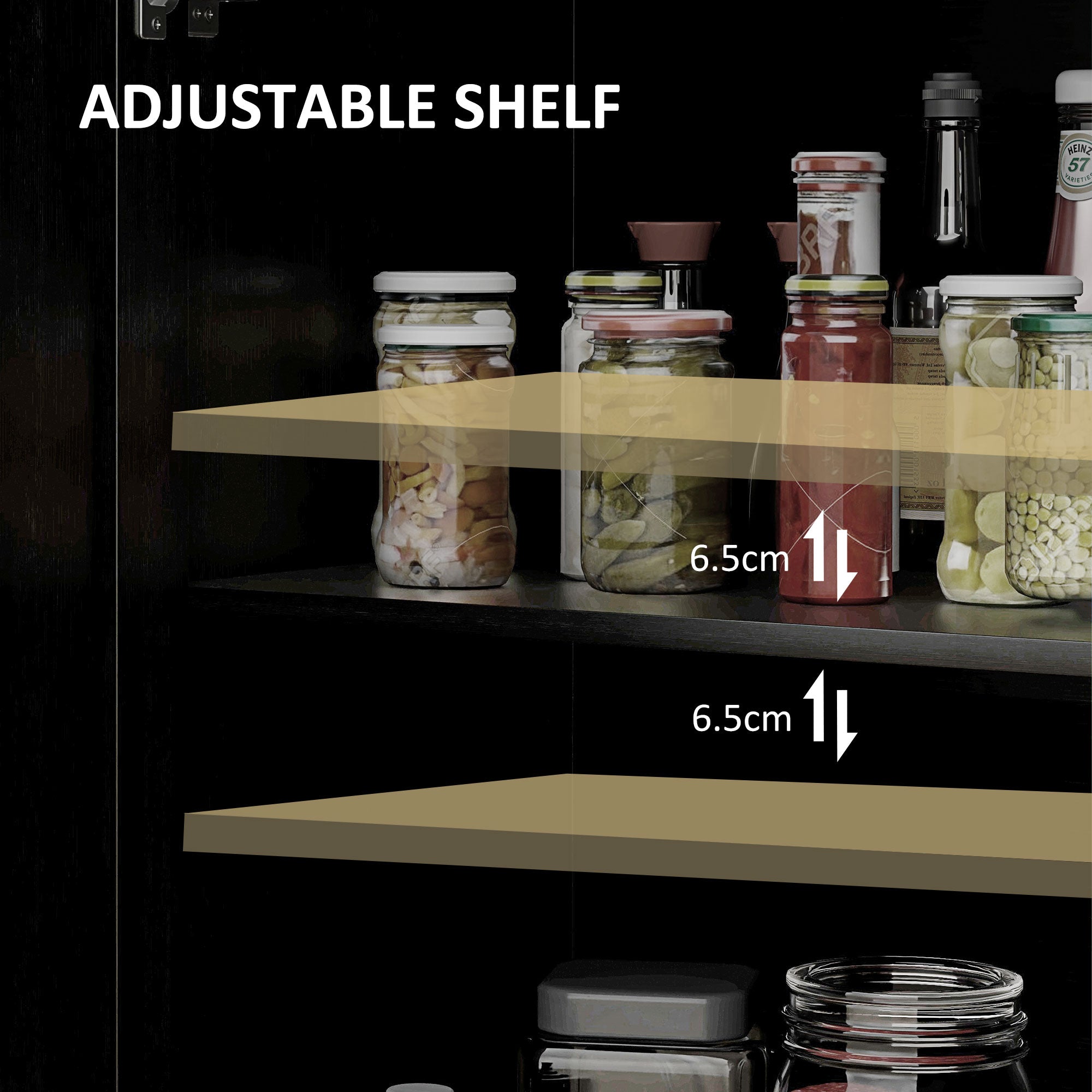 HOMCOM Sideboard Buffet TV Stand Storage Cabinet Barn Door Adjustable Shelf TVs up to 65 Inches Black Oak 