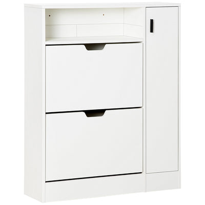 HOMCOM Contemporary Shoe Haven: 12-Pair Storage Cabinet with 2 Flip Drawers, Shelf, Open Umbrella Compartment 