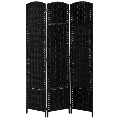 HOMCOM Partition Perfection: 6ft 3-Panel Wooden Frame Folding Room Divider, Black Wall Partition for Bedroom, Home Office 