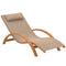 Outdoor Wood Chaise Lounge Chair Recliner Patio Camping with Headrest, Teak & Light Khaki
