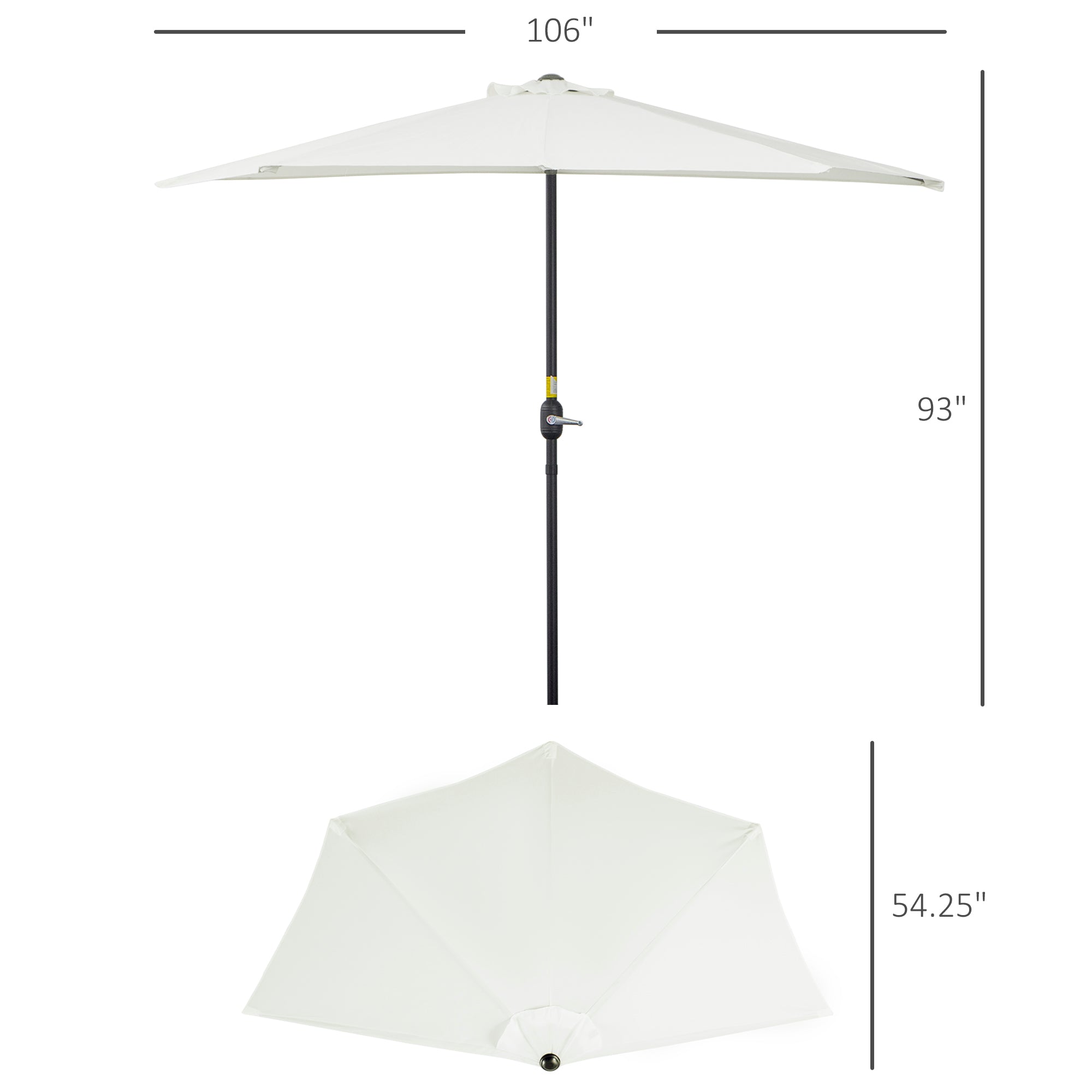 Outsunny 9ft Half Round Balcony Umbrella: Patio Garden Parasol Sun Shade, Beige 