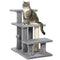 Cat Stairs with Sisal Scratching Post for High Bed Couch, Adjustable 3-Tier Pet Stairs, Grey