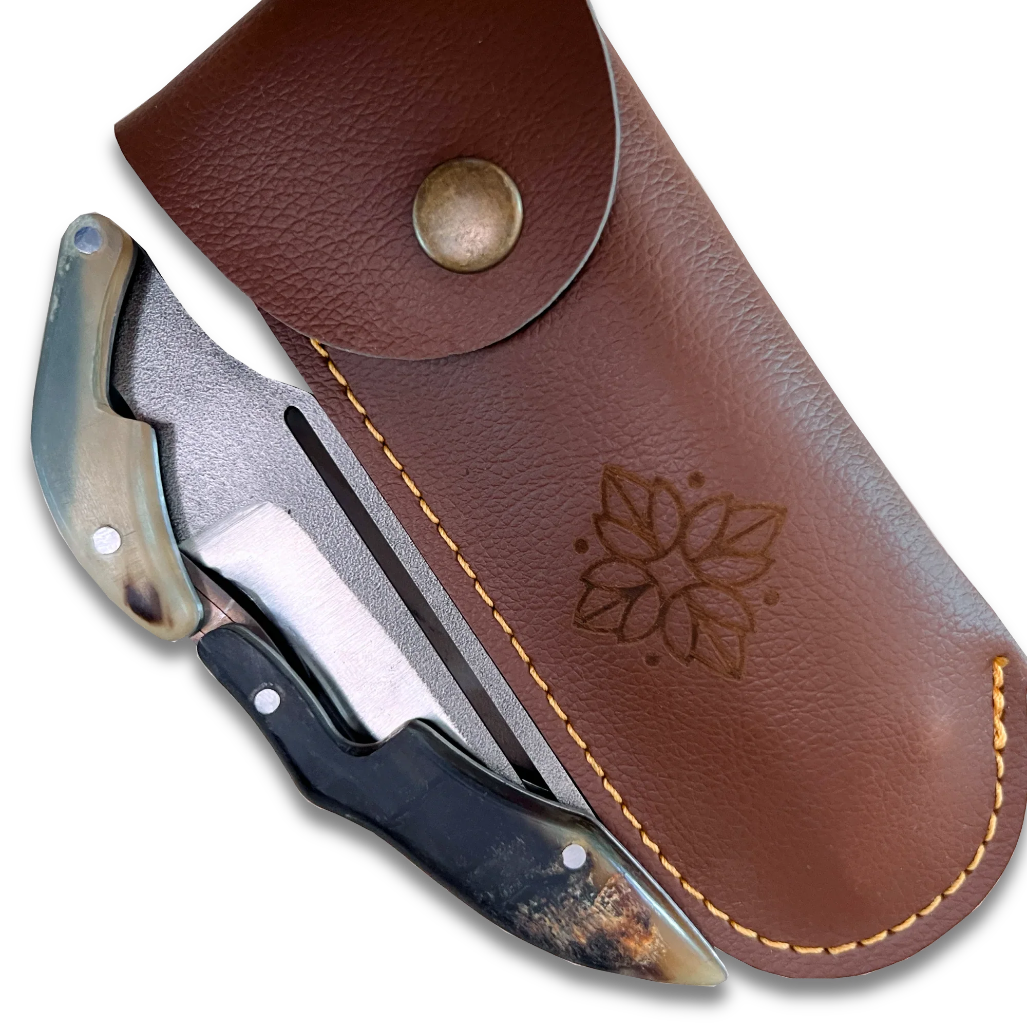 Ginza Steel - X Fold N690 Blade Folding Knife with Ram Horn handle 