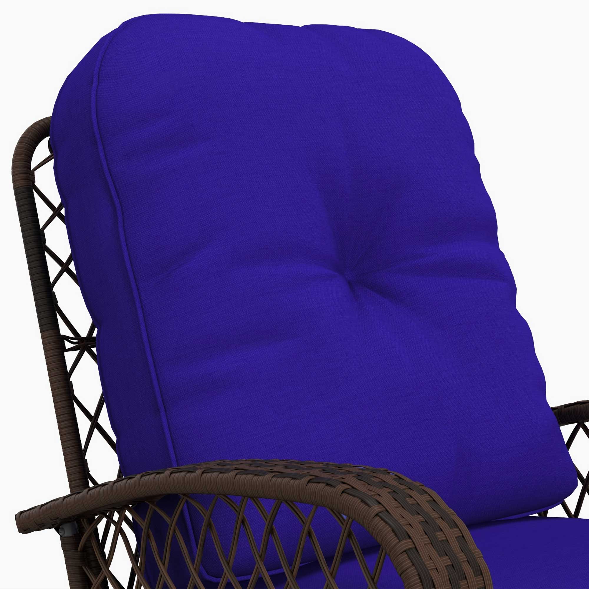 Outsunny Outdoor Wicker Rattan Rocking Chair Patio Rocker with Thick Cushions for Garden Backyard Porch, Dark Blue 