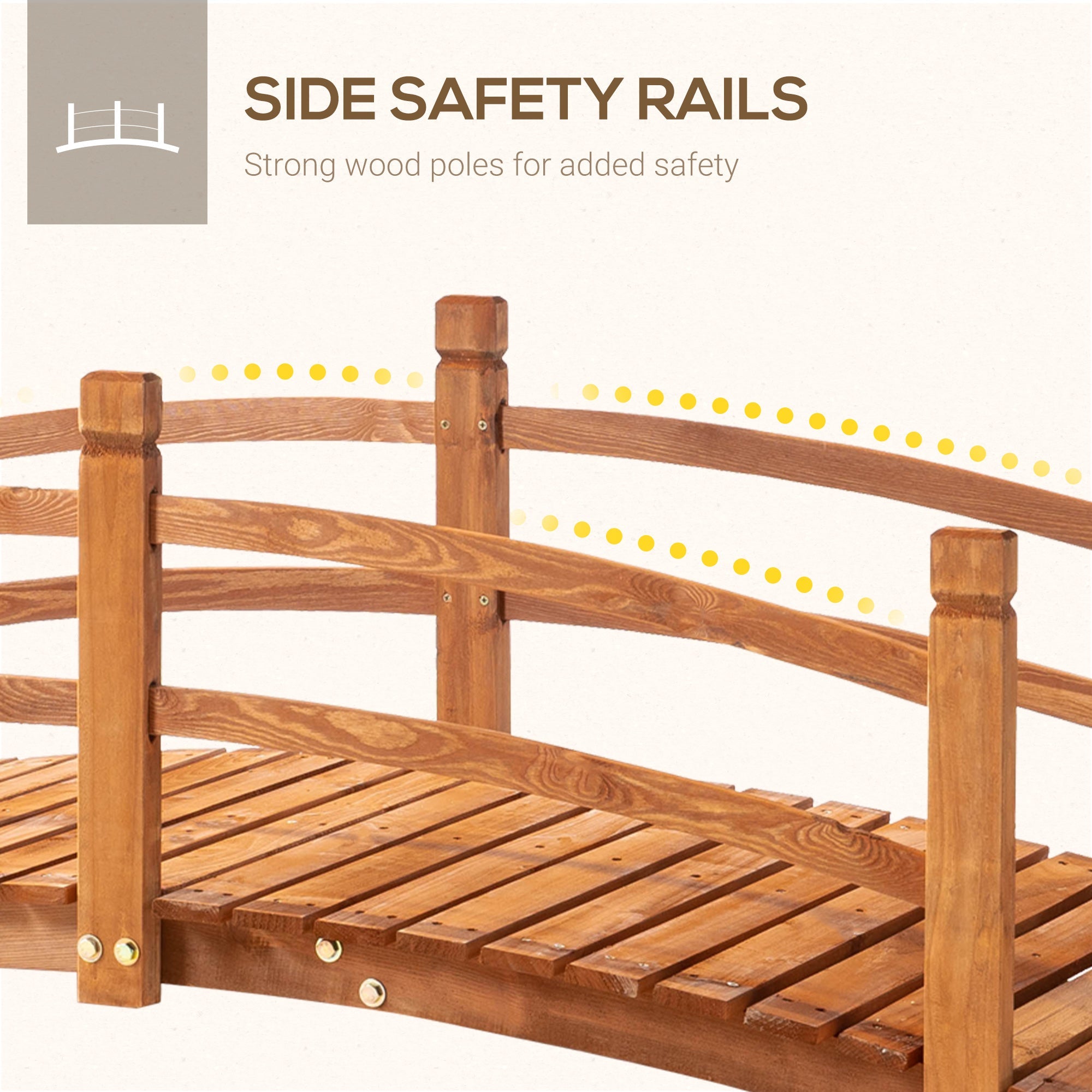 Outsunny 6FT Wooden Garden Bridge with Guardrails Classic Arc Footbridge for Stream Pond Walkway Outdoor Decor Orange 