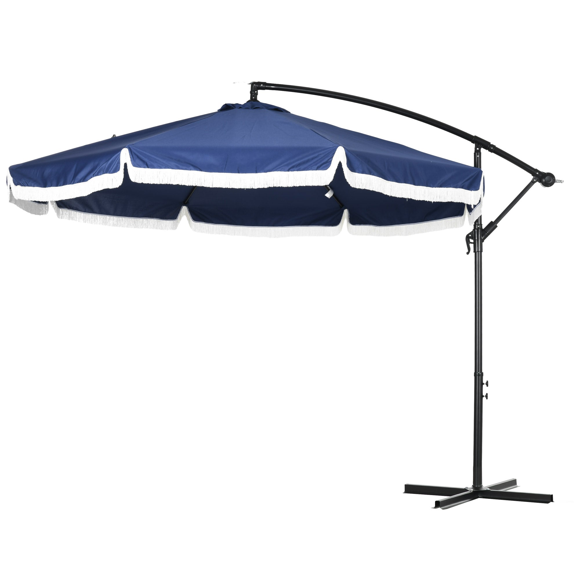 Outsunny 10ft Outdoor Cantilever Umbrella Round Offset Design with Easy Crank Cross Base 8 Support Ribs for Patio Garden Backyard Blue 