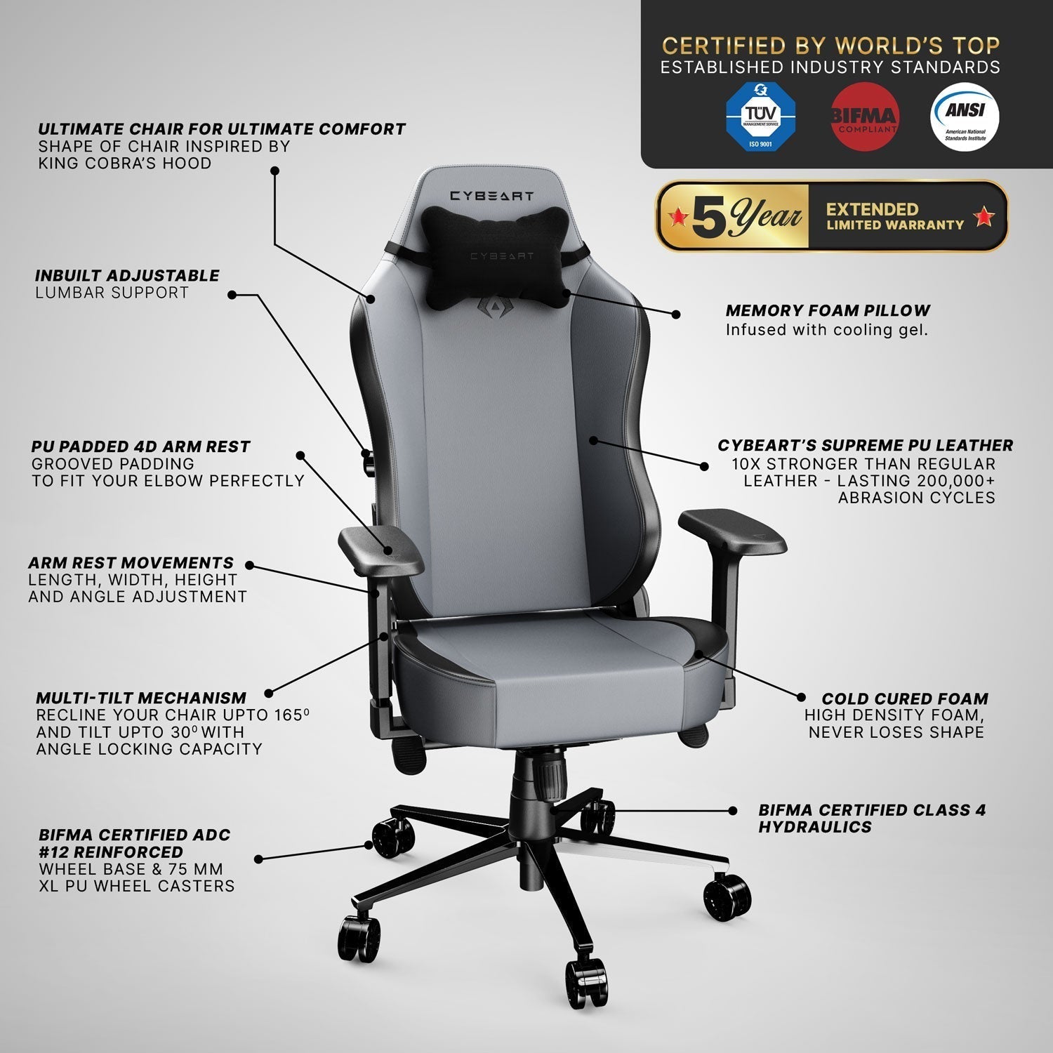 Apex Series - X11 Gray Gaming Chair 