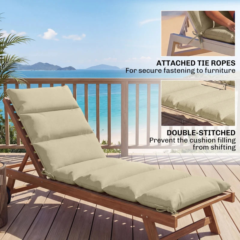 Outdoor Lounge Chair Cushion with Zipper Reversible Chaise Lounge Cushion for Patio Indoor/Outdoor Beige