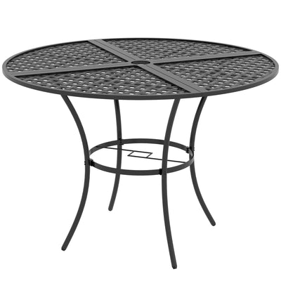 Outsunny 42" Round Outdoor Dining Table for 4 Persons, Metal Patio Dining Table with Umbrella Hole for Backyard, Lawn, Balcony 