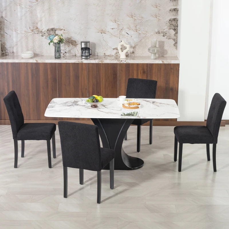 Modern Dining Chairs Set of 4, Kitchen Chairs with Rubberwood Legs and Padded Seat, Black