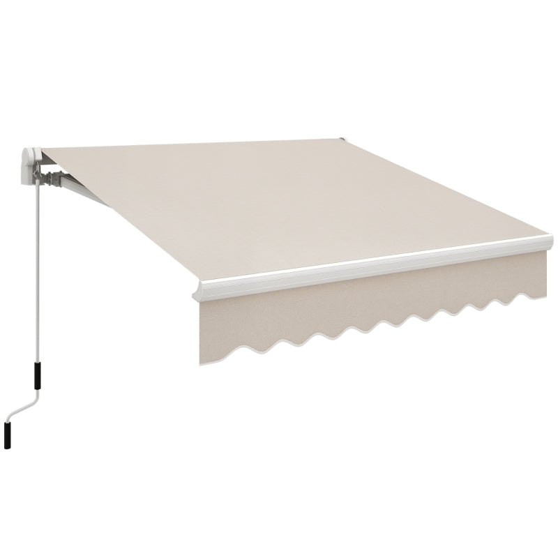 8'x7' Patio Awning Manual Retractable Sun Shade Outdoor Deck Canopy Shelter, Beige