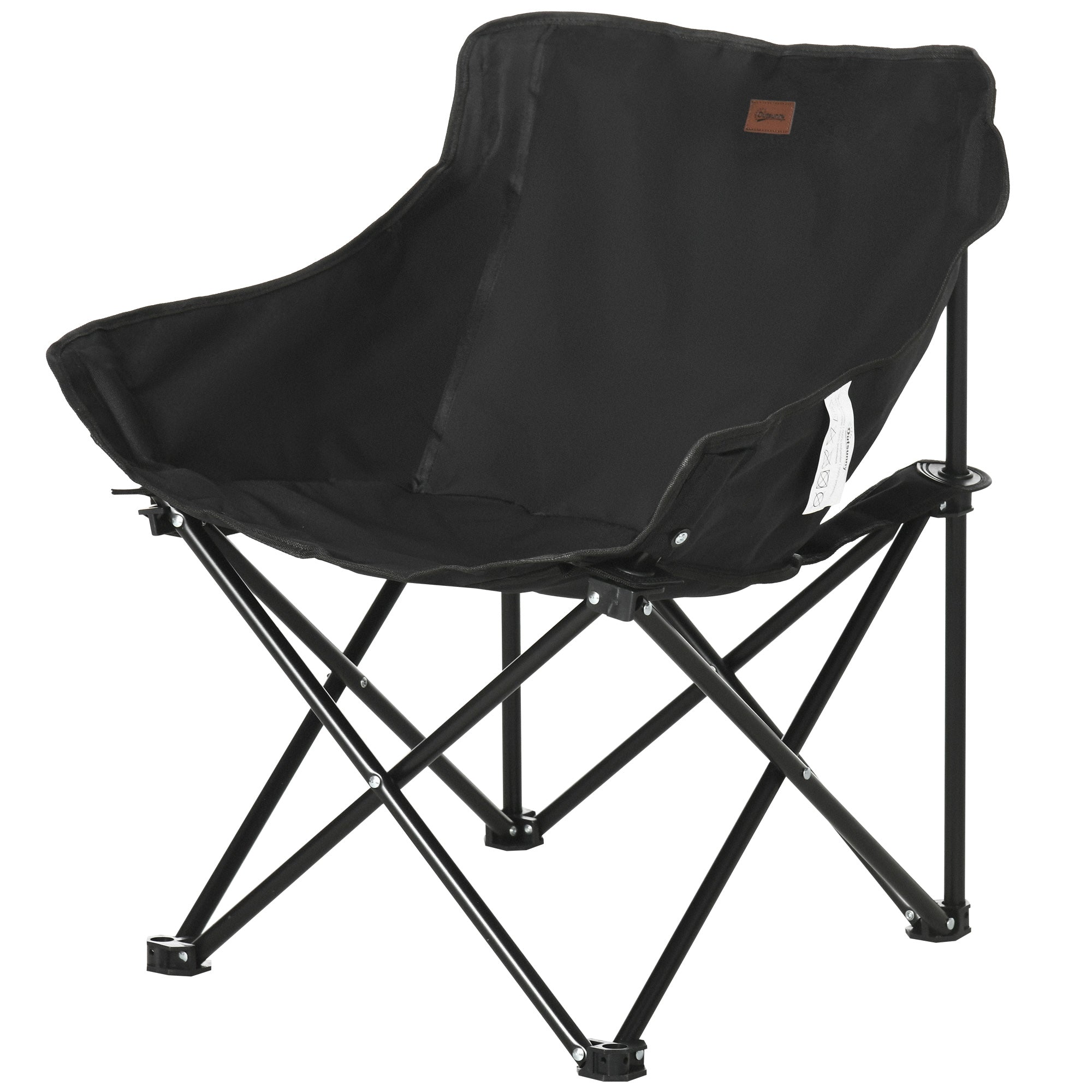 Outsunny Folding Camping Chair Lightweight Portable Chair for Outdoor Hiking Backpacking with Carry Bag Side Pocket Black 