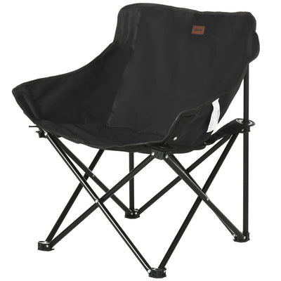 Outsunny Folding Camping Chair Lightweight Portable Chair for Outdoor Hiking Backpacking with Carry Bag Side Pocket Black 