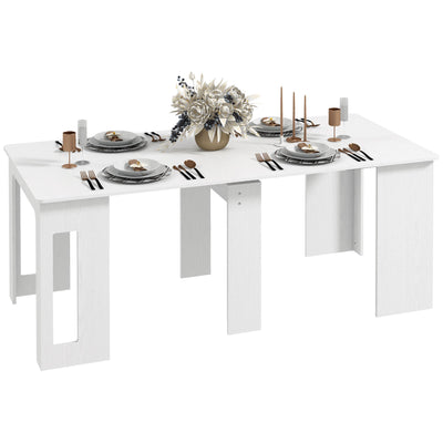 HOMCOM Compact Folding Dining Table Extendable Space Saver Kitchen Furniture Seats 6 White 