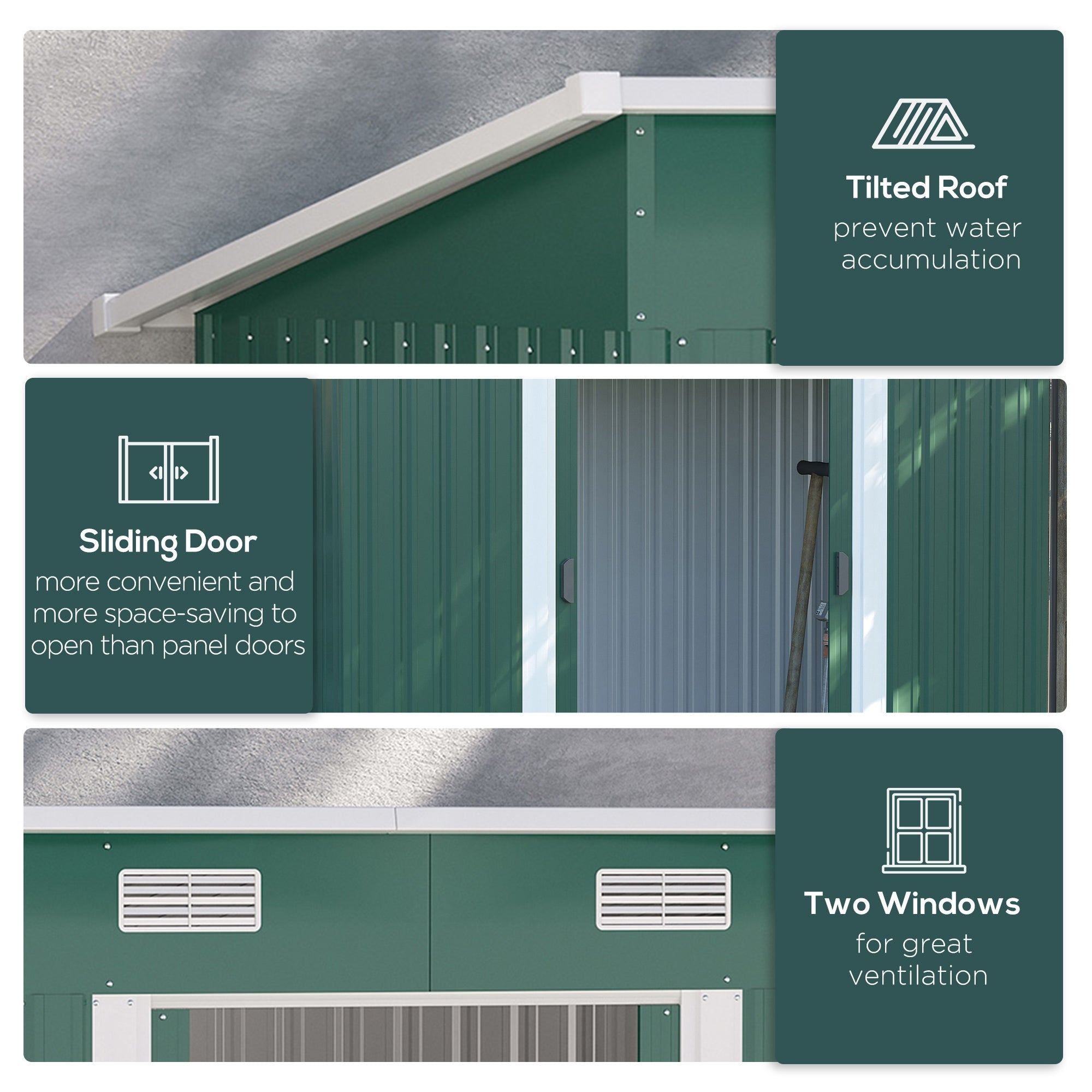 Outsunny 7'x 4' Metal Patio Storage Shed Garden Lockable Shed Tool Utility Storage Unit, Green 