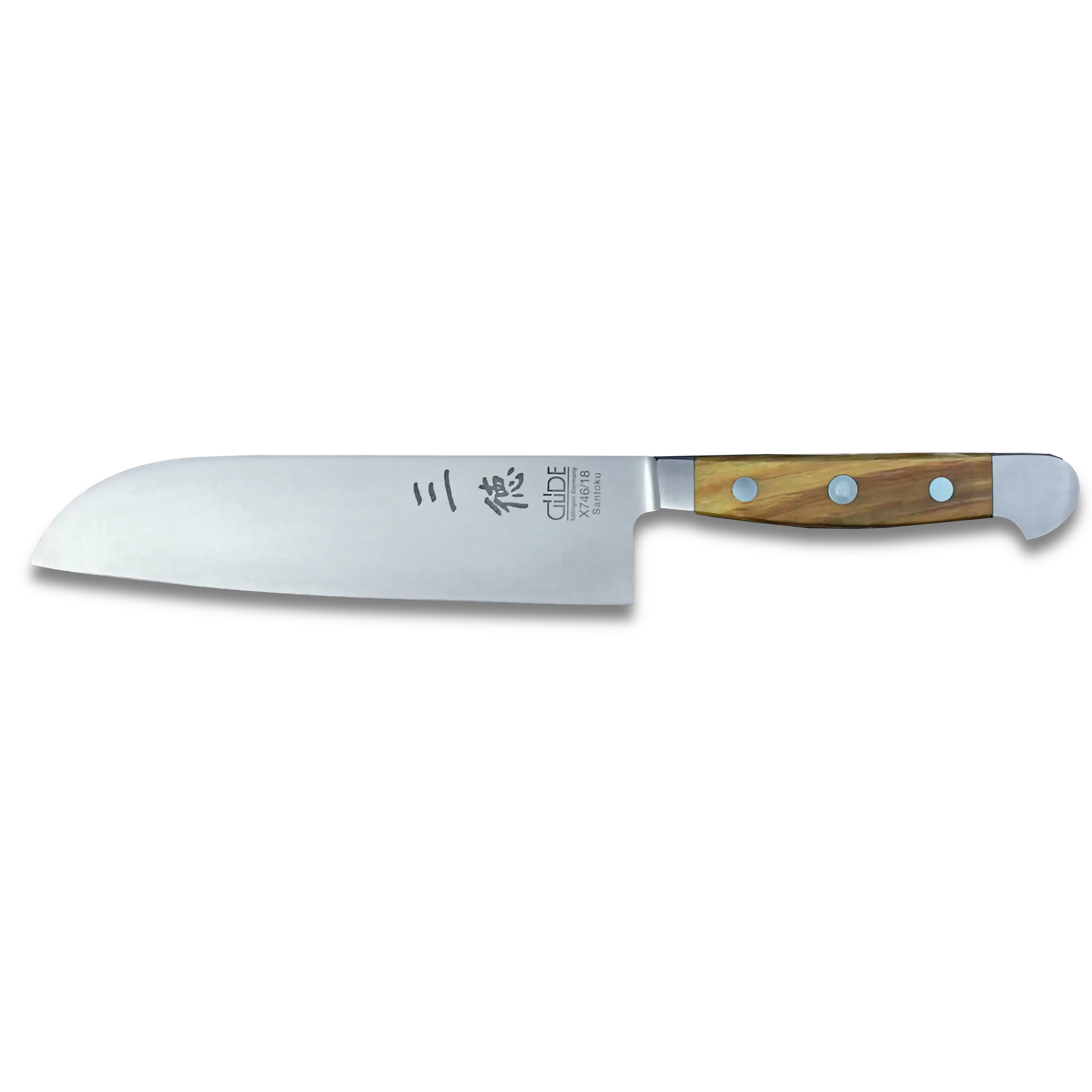 ALPHA OLIVE | Santoku Knife Smooth Blade 7 inch | Forged Steel / Olive wood handle 