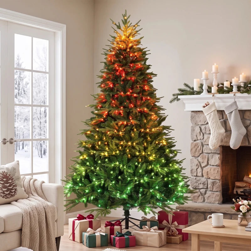 7.5 ft Pre-Lit Artificial Christmas Tree with 650 Synchronized LED Lights, Remote & Timer