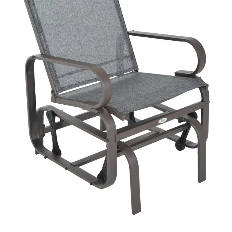 Patio Glider with Breathable Mesh Fabric, Outdoor Glider Chair, Garden Rocking Gliding Seat for Patio, Yard, Porch, Grey